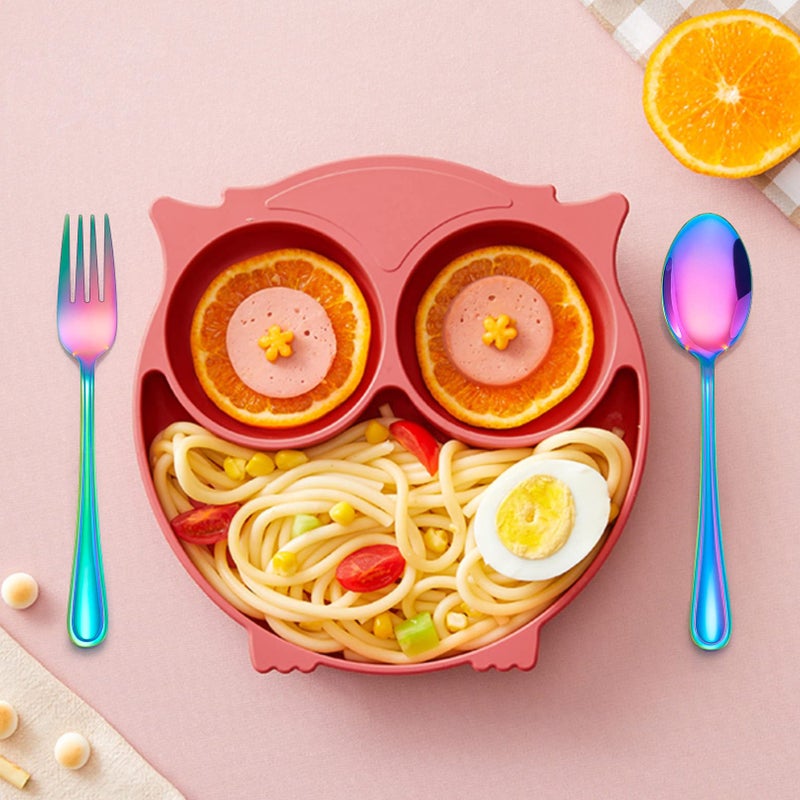LIANYU 9-Piece Rainbow Kids Silverware Set, Stainless Steel Toddler Utensils Flatware Set, Child Cutlery Tableware for 3, Include knife Fork Spoon, Mirror Finished, Dishwasher Safe - Image 5