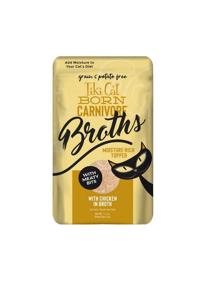 Tiki Cat Born Carnivore Broths, Chicken Recipe, Hydration And Flavor Supplement Cat Food Topper, 1.3 Oz. Pouch (Pack Of 12) - Image 1