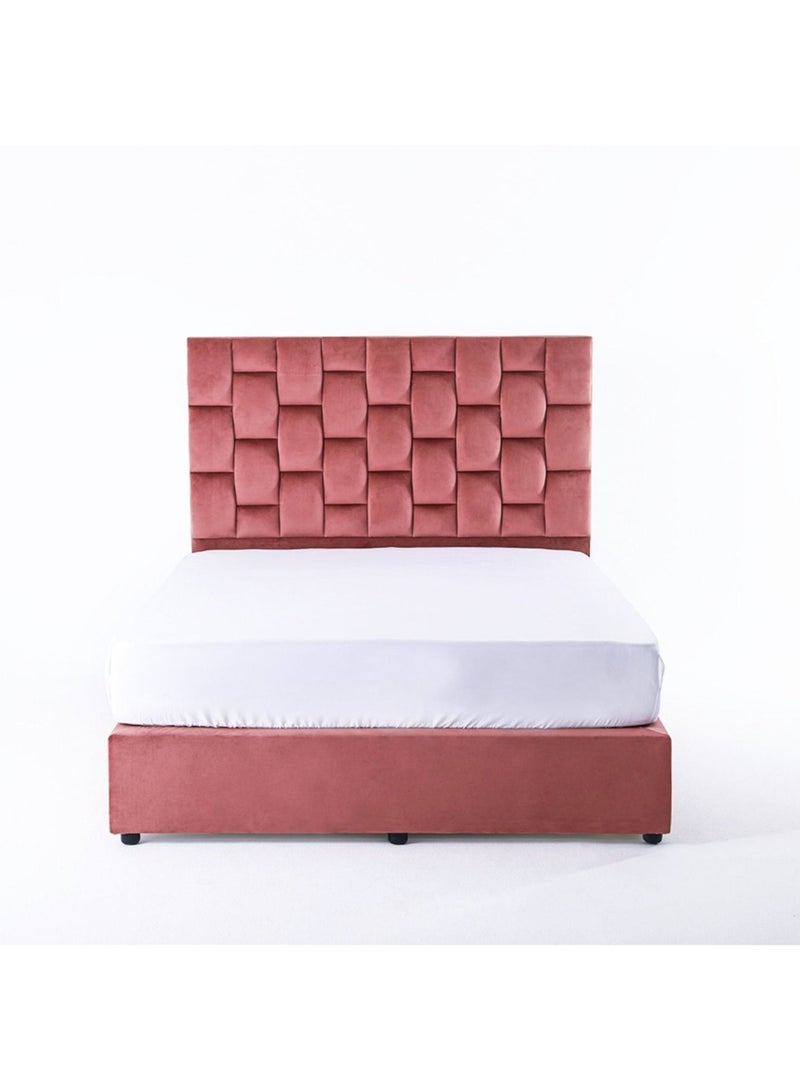 Karnak Estorn Upholstered Velvet Bed Frame Bedroom Furniture Strong And Sturdy Modern Design Wooden Bed | Quiet & Comfortable Bed (Queen - 160x200cm, Pink) - Image 3