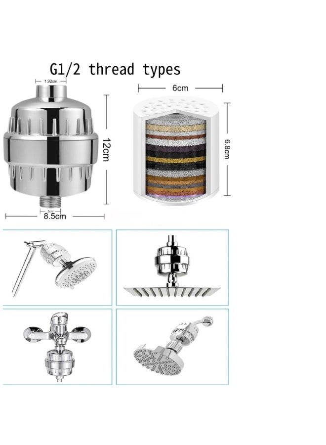 إل جودي طقم فلتر دش ٢٠ مرحلة مع ١ فلتر بديل، فلتر للمياه العسرة، صحة أفضل للبشرة والشعر، إزالة الكلور والمعادن الثقيلة والرواسب الأخرى، منعم مياه بفيتامين سي يقلل جفاف وحكة الجلد - Image 5
