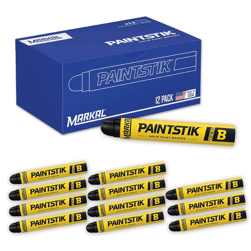 Markal Solid B Paintstik - Black, 12 Pack of Bold Solid Paint Markers - Image 1