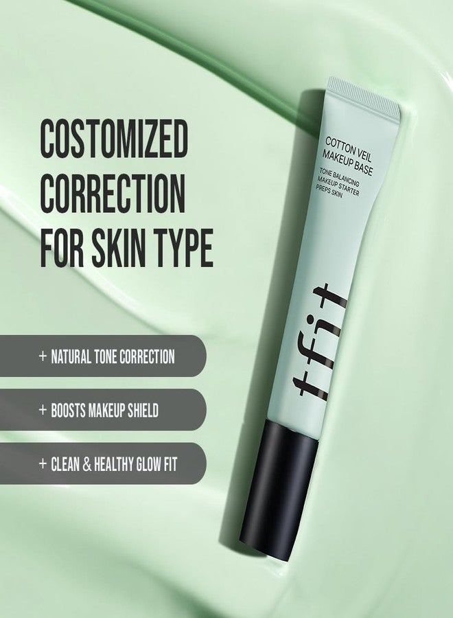 TFIT Cotton Veil Makeup Base - Flawless Coverage for Redness Skin, Tone up Corrector, Lightweight, All Skin Type, Korean Makeup, 01 Pure Green, 1.05 Oz. - Image 2