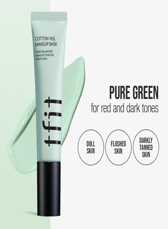 TFIT Cotton Veil Makeup Base - Flawless Coverage for Redness Skin, Tone up Corrector, Lightweight, All Skin Type, Korean Makeup, 01 Pure Green, 1.05 Oz. - Image 3