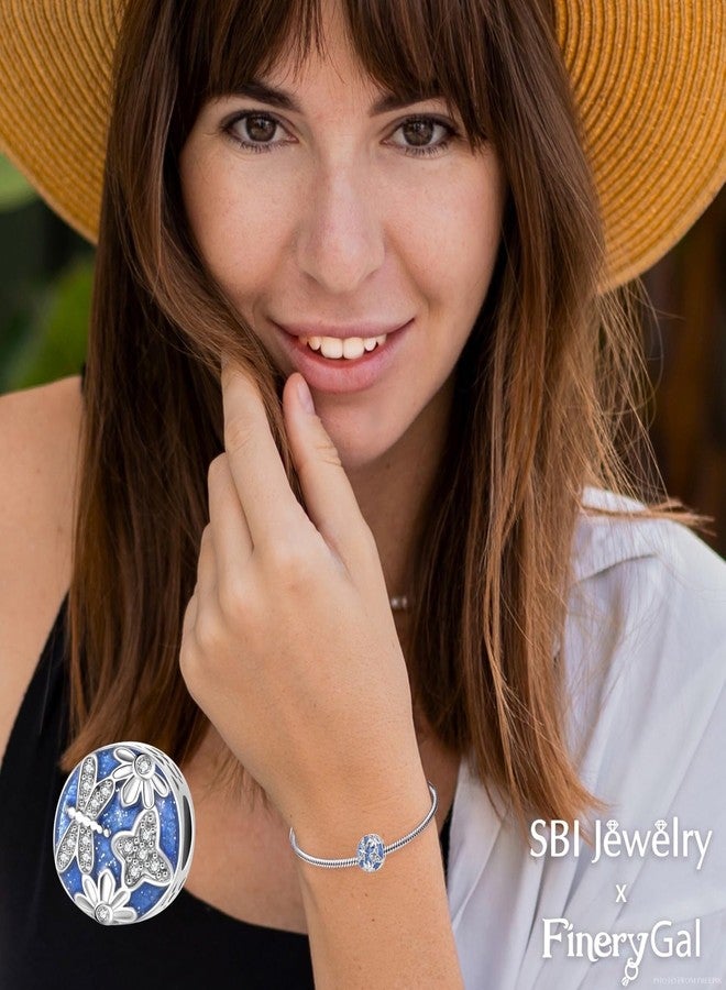 SBI Jewelry Flower Dragonfly Butterfly Charm for Pandora Charms Bracelets and Jewelry Dangle Bead Blue Gift for Women Birthday Jewelry Gifts - Image 2