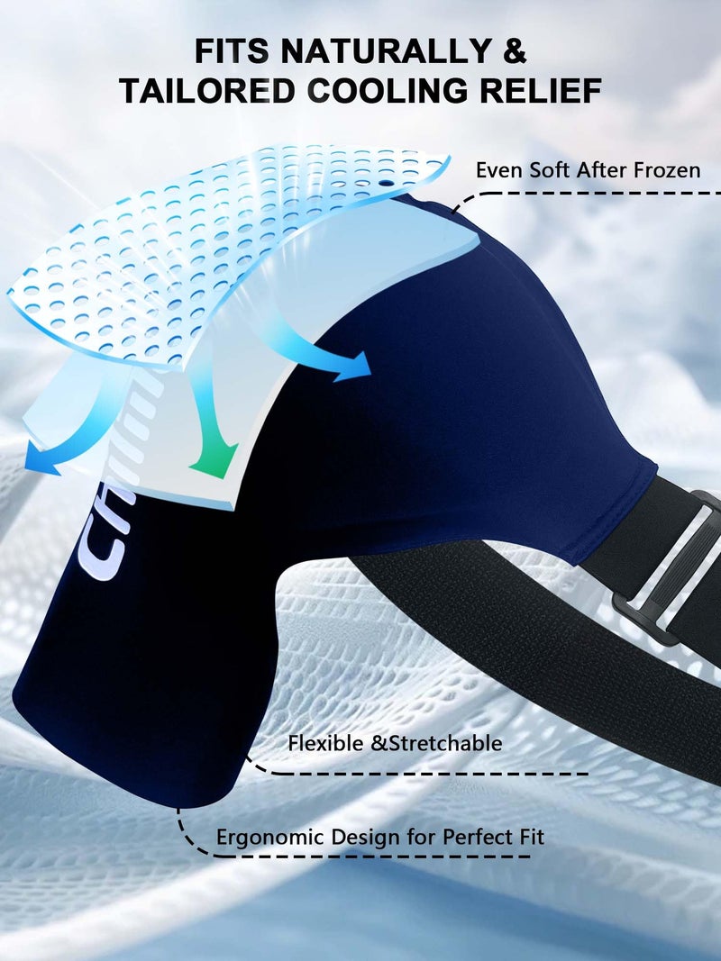 Chilmax Shoulder Ice Pack Rotator Cuff & Arm Cold Therapy Wrap,Reusable Hot and Cold Gel Brace Sleeve for Shoulder Injuries,Surgery Recovery,Pain Relief Best Gifts for Men & Women (Standard Blaue) - Image 5