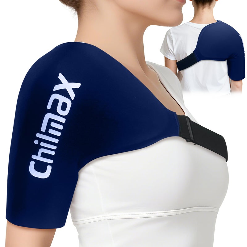 Chilmax Shoulder Ice Pack Rotator Cuff & Arm Cold Therapy Wrap,Reusable Hot and Cold Gel Brace Sleeve for Shoulder Injuries,Surgery Recovery,Pain Relief Best Gifts for Men & Women (Standard Blaue) - Image 1