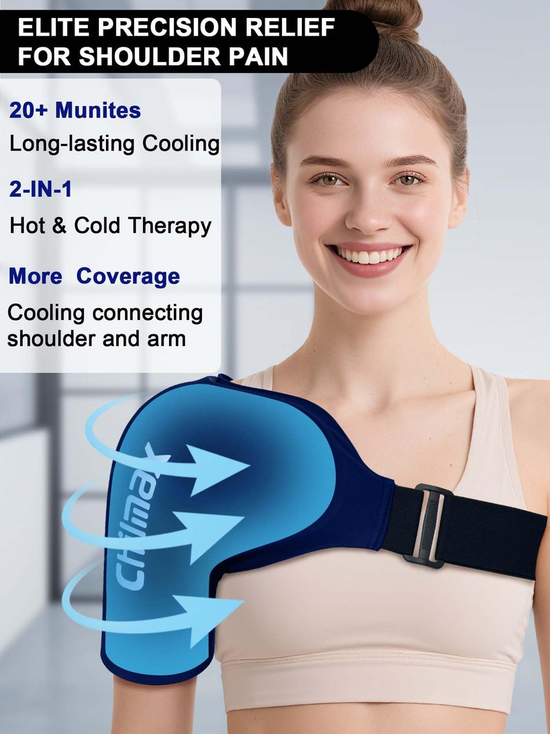 Chilmax Shoulder Ice Pack Rotator Cuff & Arm Cold Therapy Wrap,Reusable Hot and Cold Gel Brace Sleeve for Shoulder Injuries,Surgery Recovery,Pain Relief Best Gifts for Men & Women (Standard Blaue) - Image 2