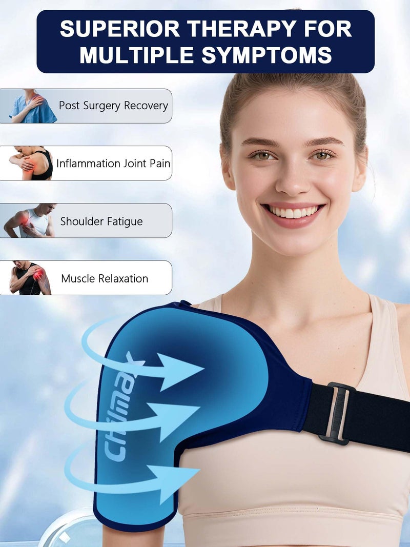 Chilmax Shoulder Ice Pack Rotator Cuff & Arm Cold Therapy Wrap,Reusable Hot and Cold Gel Brace Sleeve for Shoulder Injuries,Surgery Recovery,Pain Relief Best Gifts for Men & Women (Standard Blaue) - Image 3
