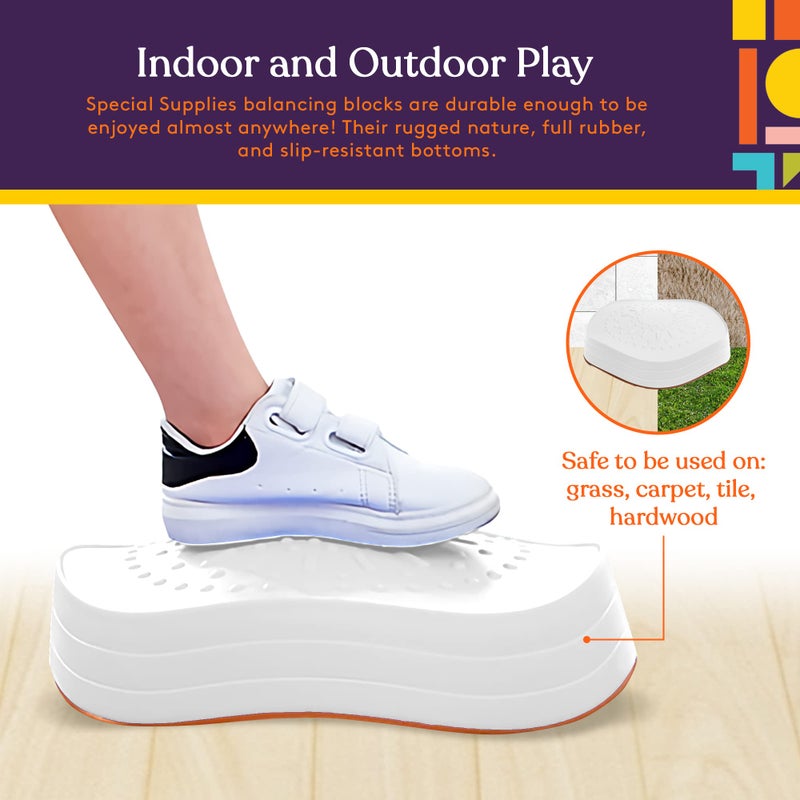 Special Supplies Stepping Stones for Kids, 5 Balance Indoor and Outdoor Blocks Promote Coordination, Balance, Strength, Child Safe Rubber, Non-Slip Edging, Stackable (Ocean) - Image 3