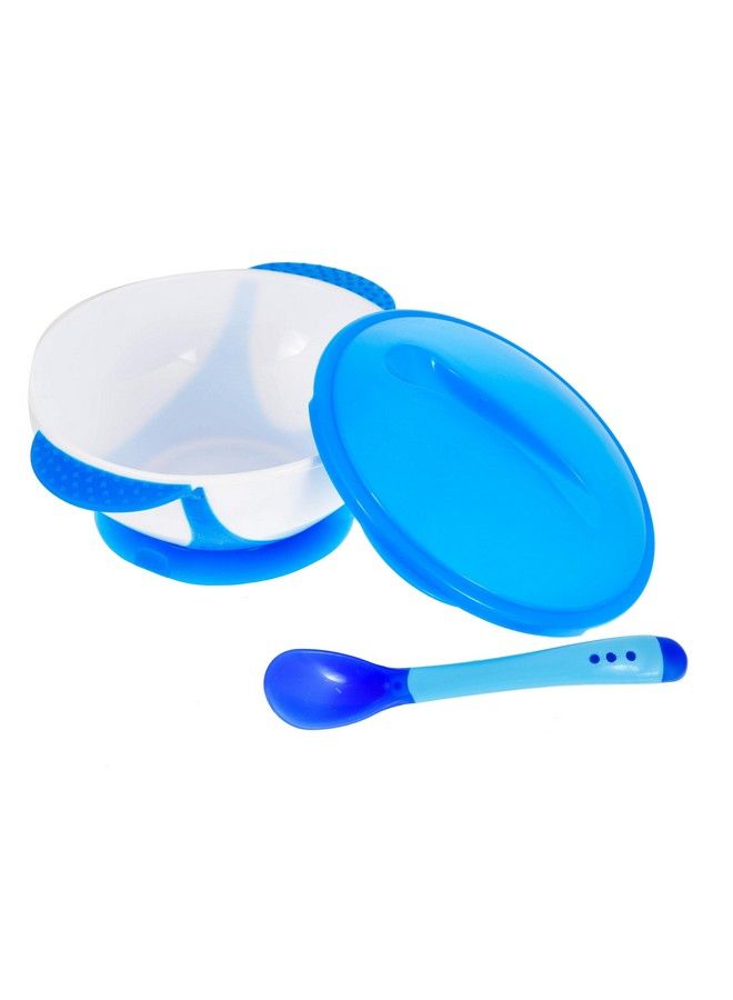 Mummamia Baby Spill Proof Suction Bowl With Snap In Temperature Sensitive Spoon (350Ml) (Blue) - Image 3