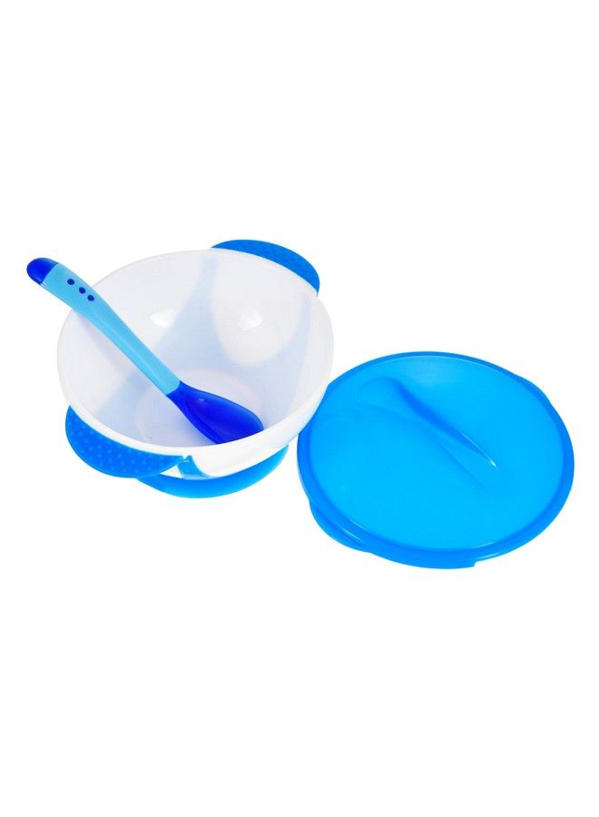 Mummamia Baby Spill Proof Suction Bowl With Snap In Temperature Sensitive Spoon (350Ml) (Blue) - Image 4