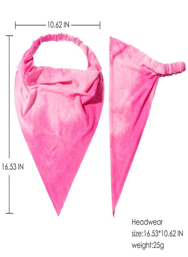 Vercret 6 Pack Hair Scarf Headband for Women - Elastic Hair Kerchief Boho Large Triangle Bandana Head Scarf with Clips Non Slip Tie Dye Headbands Scarves for Girls - Image 5