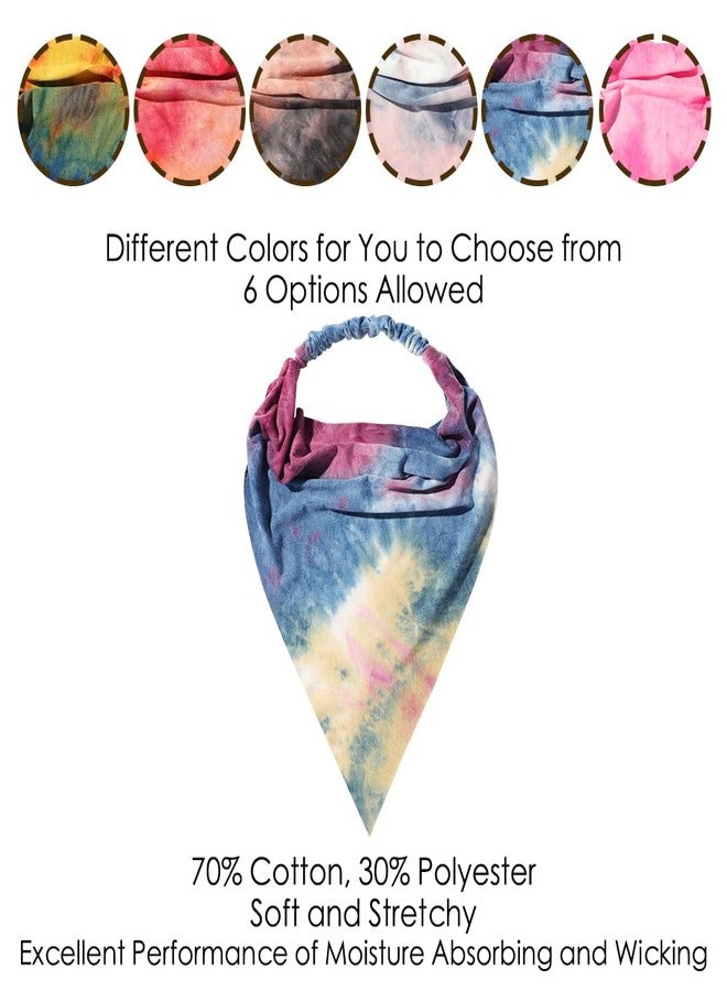 Vercret 6 Pack Hair Scarf Headband for Women - Elastic Hair Kerchief Boho Large Triangle Bandana Head Scarf with Clips Non Slip Tie Dye Headbands Scarves for Girls - Image 4