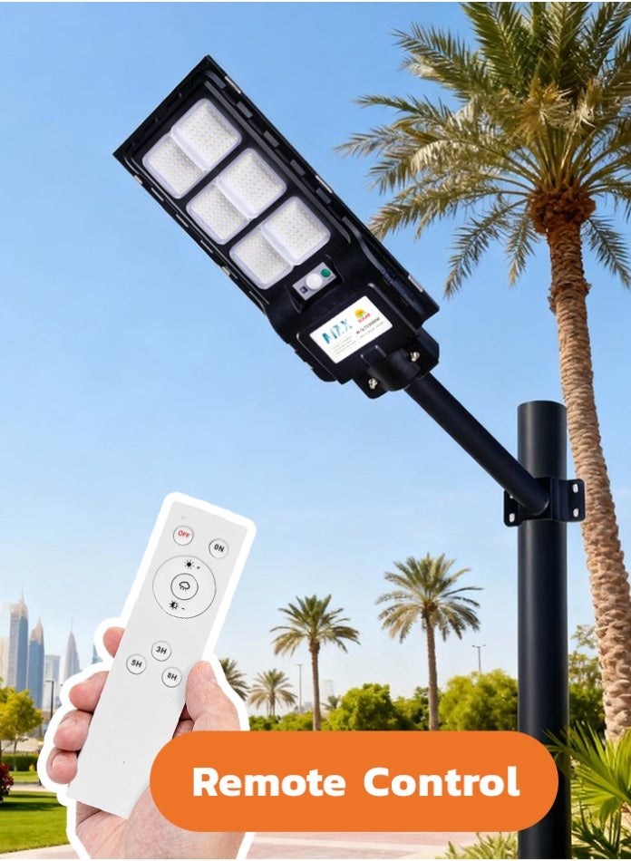 Max 800W Solar LED Street Light 202×500mm Bright White 6500K | Remote & Sensor Control | IP65 Waterproof Outdoor Wall-Mounted Solar Lamp | For Yard, Garden, Driveway Security | Long-Lasting >12H Dusk-to-Dawn Lighting - Image 2