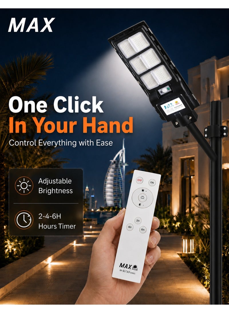 MAX Solar LED Street Light 800W, 6500K Bright White, IP65 Waterproof, Remote Control, Dusk to Dawn Sensor, No Wiring, Outdoor Solar Street Lamp for Villa, Garden, Driveway, Parking Lot & Yard - Image 4