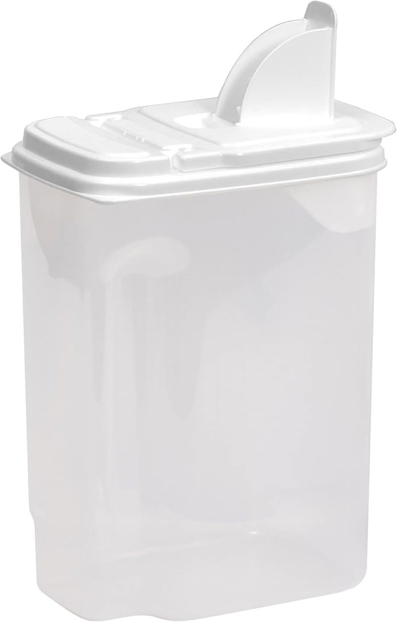 Buddeez Large Food Storage Container - 3.75 Quart Sugar Buddy, All Purpose Clear Kitchen Organization and Storage - Sugar, Flour, Cereal, Rice Dispenser, EZ Pour Spout & Easy Grip Handle (White Lid) - Image 1