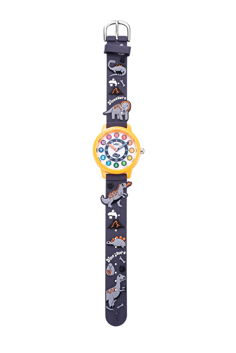 V2A Analog Kids Wrist watch for Boys – Cool 3D Animal Dinosaurs Theme, Multicolor Soft Silicone Strap, 30M Waterproof, Quartz Movement, Fun Time Learning, Birthday Return Gift for Ages 3-10 years (Grey) - Image 5