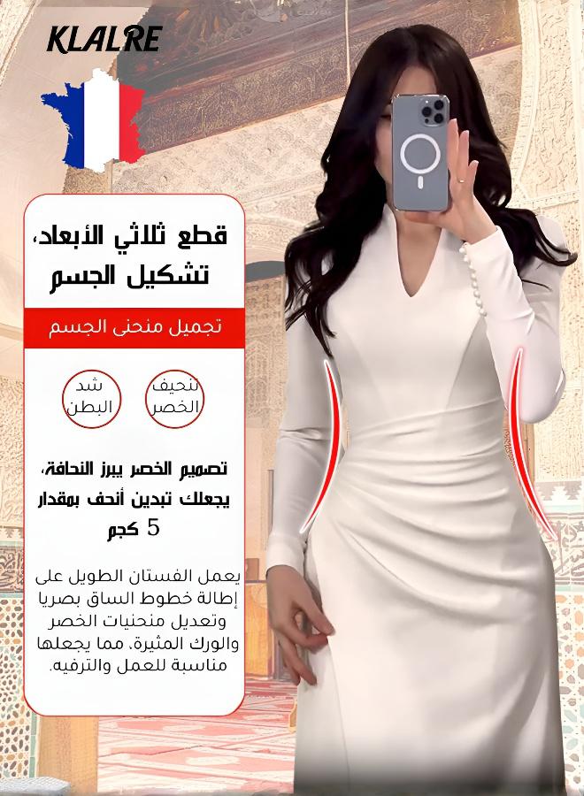 Elegant Long Dress with Cinch Waist for a Slim Look - Image 2