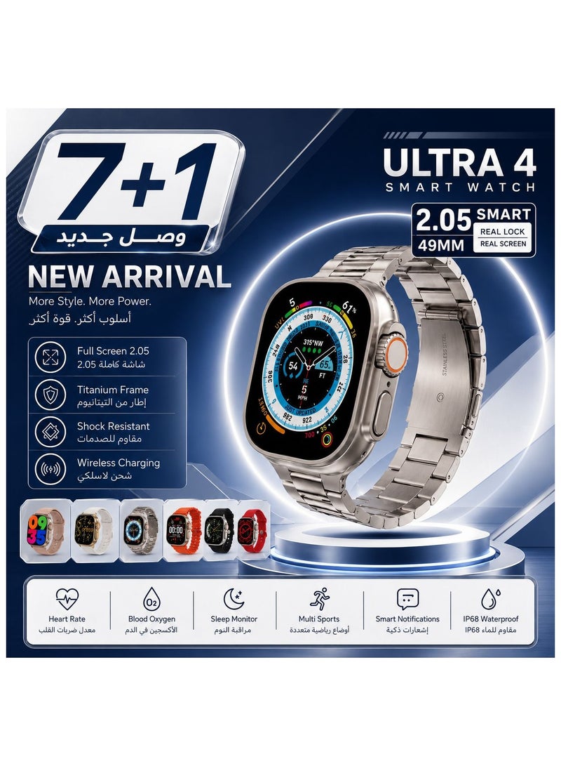 ساعة ذكية ULTRA4 7+1لحساب السعرات الحرارية و استقبال الرسائل و المكالمات  و تدعم اللغة العربية 49مم - Image 5