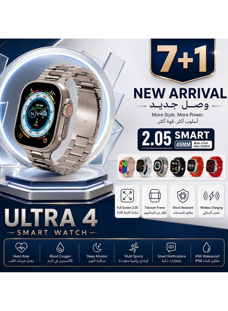 ساعة ذكية ULTRA4 7+1لحساب السعرات الحرارية و استقبال الرسائل و المكالمات  و تدعم اللغة العربية 49مم - Image 4