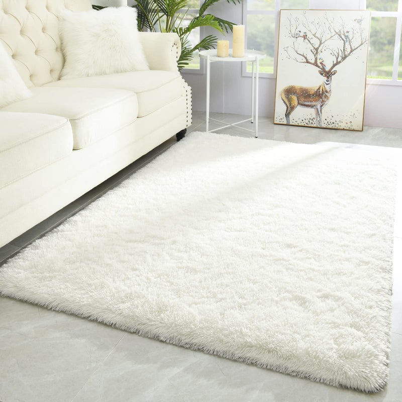 Merelax Modern Soft Fluffy Large Shaggy Rug for Bedroom Livingroom Dorm Kids Room Indoor Home Decorative NonSlip Plush Furry Fur Area Rugs Comfy Nursery Accent Floor Carpet 4x6 Ivory
