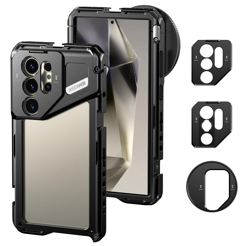 Neewer NEEWER S24 Ultra Phone Cage with 67mm Filter Adapter, 17mm Lens Backplate, T Mount Lens Adapter, Smartphone Video Rig Stabilizer Compatible with Samsung Galaxy Moment T Series Lenses, PA042 - Image 1