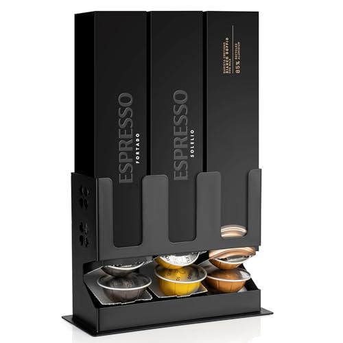 RECAPS Coffee Pod Storage Holder Compatible with Nespresso Vertuoline Vertuo(3 Box Sleeve Holder), Countertop Organizer Stand with Non-Slip Steel Base, Pod Dispenser,Dispenses 3 Coffee Flavors (30 Vertuo Capsules) - Image 1