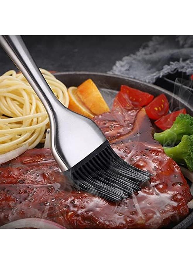 إي سي في في فرشاة دهن بمقبض طويل من الفولاذ المقاوم للصدأ متعددة الأغراض مع شعيرات سيليكون وصلصة زيت الشواء وفرشاة الزبدة وفرشاة المعجنات لطهي المطبخ - Image 3