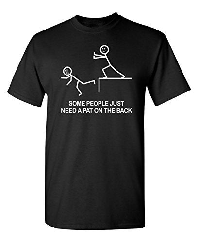 Feelin Good Tees Some People Just Need A Pat On The Back Graphics Stick Art Tees for Men | Funny Novelty Super Soft Ringspun T-Shirts | Printed in USA Novelty Casual Tees XL Black - Image 1
