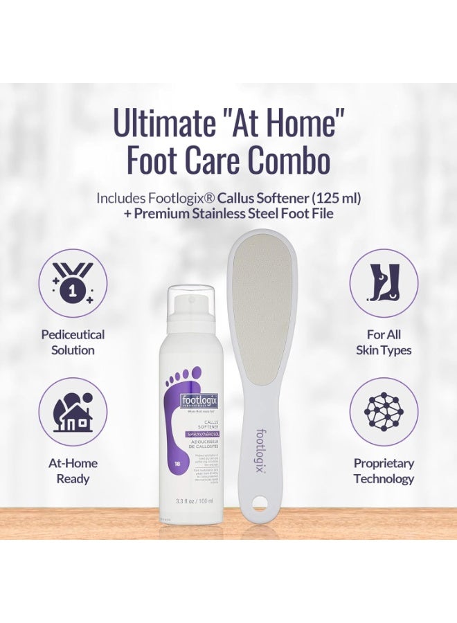 Footlogix مجموعة العناية بالقدمين في المنزل - رذاذ ملين للجلد الخشن، تركيبة الصيانة اليومية + مبرد للقدمين - Image 2