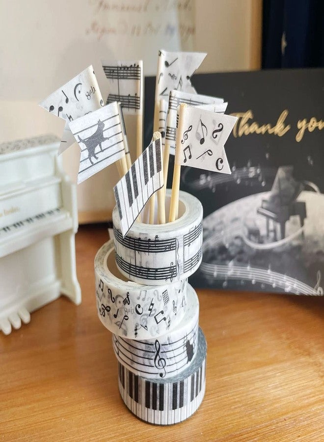 lovielf Black and White Piano Note Melody Keyboard Cat Staff Stave Score Music washi Tape Set of 4 Rolls - Decorative DIY Japanese Masking Scrapbook Notebook Planner | Length: 10m (10.93 Yards) - Image 3