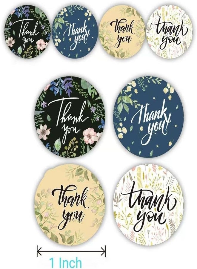 Slipps 1000 Pcs Round Thank You Stickers 4 Color Floral Design Stickers Roll Waterproof Envelope Graduation Business Birthdays Weddings Giveaways Party Decoration (2 Rolls) - Image 4