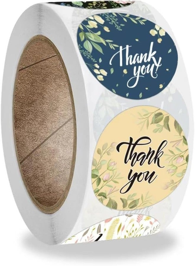 Slipps 1000 Pcs Round Thank You Stickers 4 Color Floral Design Stickers Roll Waterproof Envelope Graduation Business Birthdays Weddings Giveaways Party Decoration (2 Rolls) - Image 3