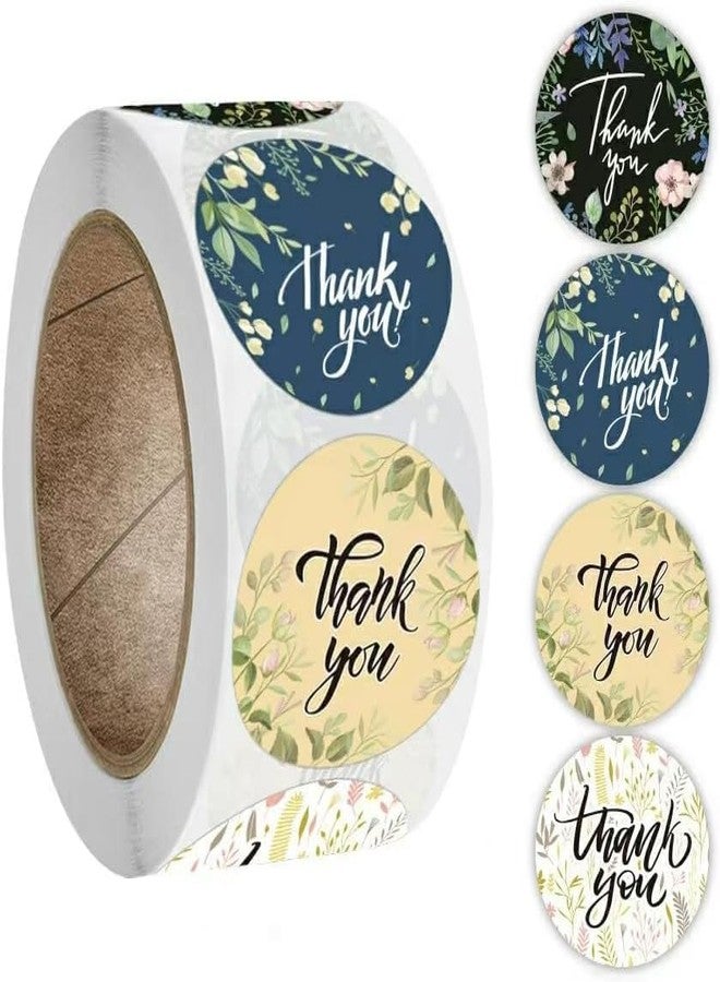 Slipps 1000 Pcs Round Thank You Stickers 4 Color Floral Design Stickers Roll Waterproof Envelope Graduation Business Birthdays Weddings Giveaways Party Decoration (2 Rolls) - Image 5