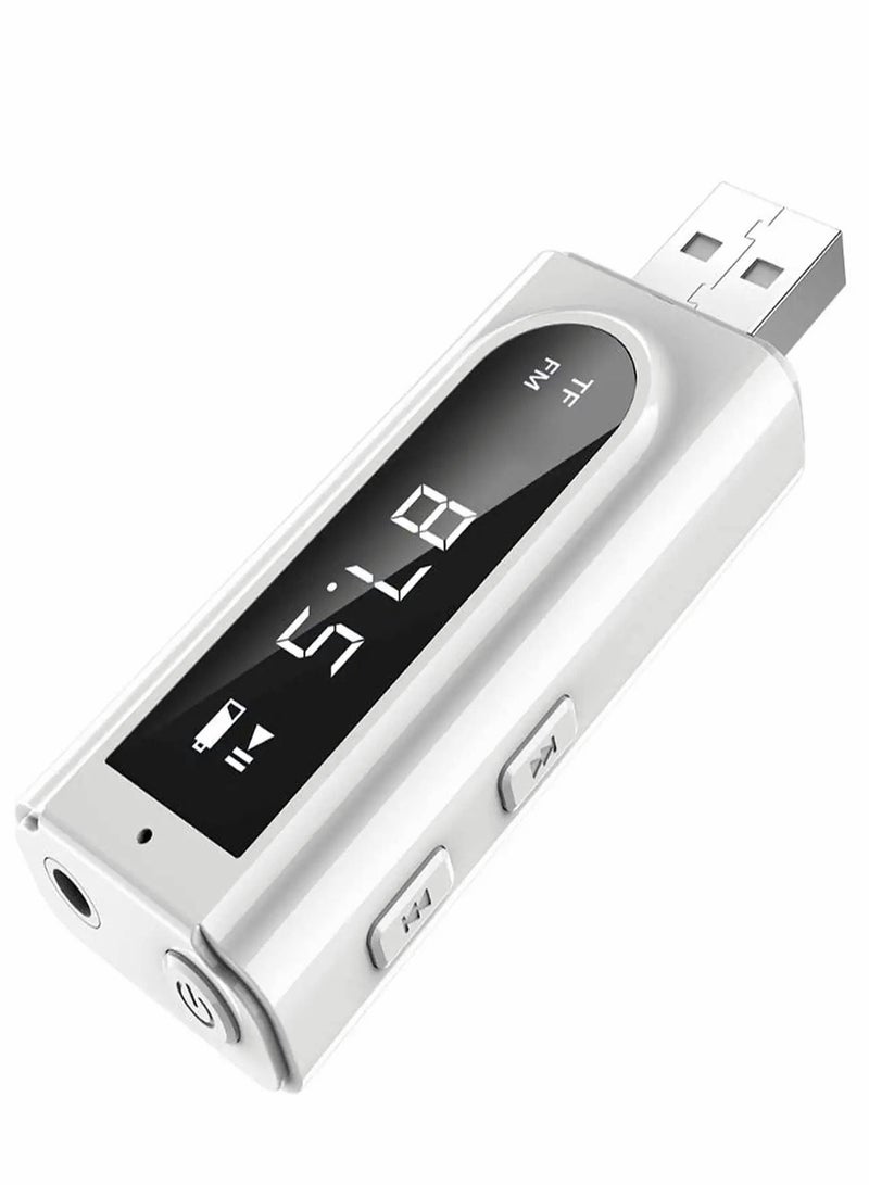 USB Bluetooth Transmitter Receiver with Screen, 3-in-1 Bluetooth 5.0 Adapter Support TF Card  FM Transmit,3.5mm Bluetooth - Image 1