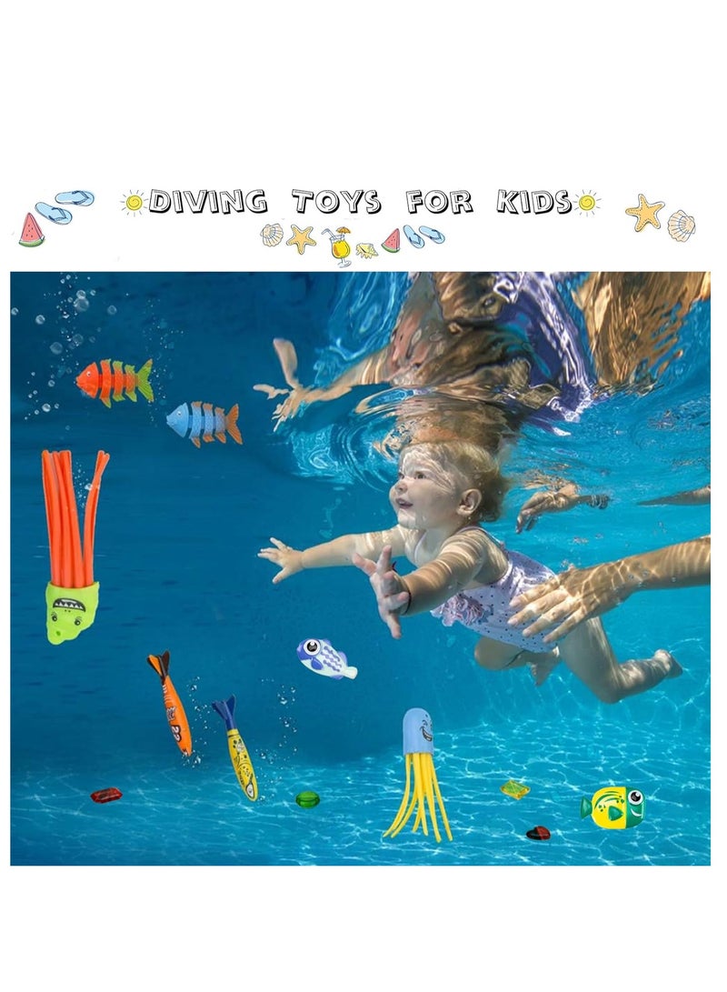 SOLARAE 26PCS Diving Toys Underwater Swim Pool Summer Swimming Dive Toy Sets Water Rings Sticks Octopus Torpedo Bandits Fish Balls for Kids Swim Birthday Party Favors - Image 4
