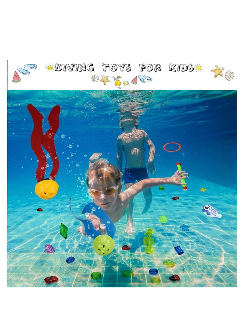 SOLARAE 26PCS Diving Toys Underwater Swim Pool Summer Swimming Dive Toy Sets Water Rings Sticks Octopus Torpedo Bandits Fish Balls for Kids Swim Birthday Party Favors - Image 2