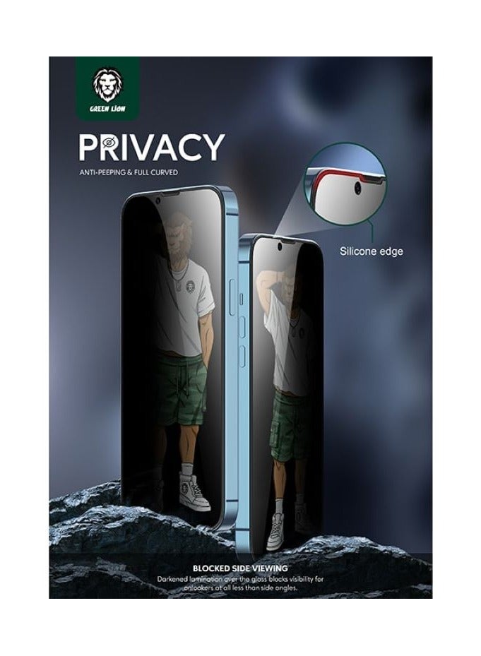 GREEN LION 3D Silicone Privacy Glass Screen Protector for iPhone 13 / 13 Pro 6.1" Bubble Free Blocked Side Viewing Highly Responsive Anti Fingerprint  Anti Scratch- Black - Image 3
