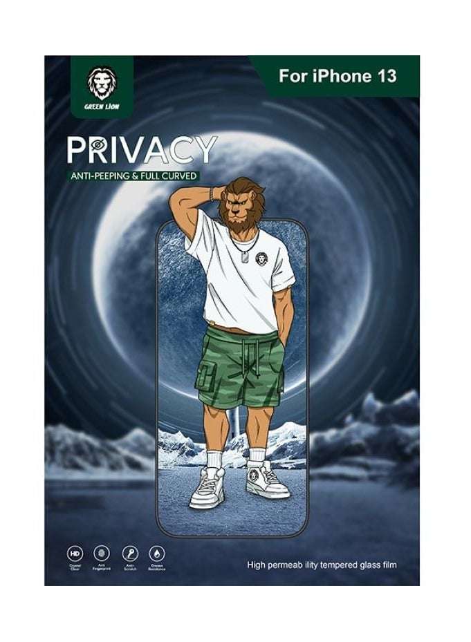 GREEN LION 3D Silicone Privacy Glass Screen Protector for iPhone 13 / 13 Pro 6.1" Bubble Free Blocked Side Viewing Highly Responsive Anti Fingerprint  Anti Scratch- Black - Image 1