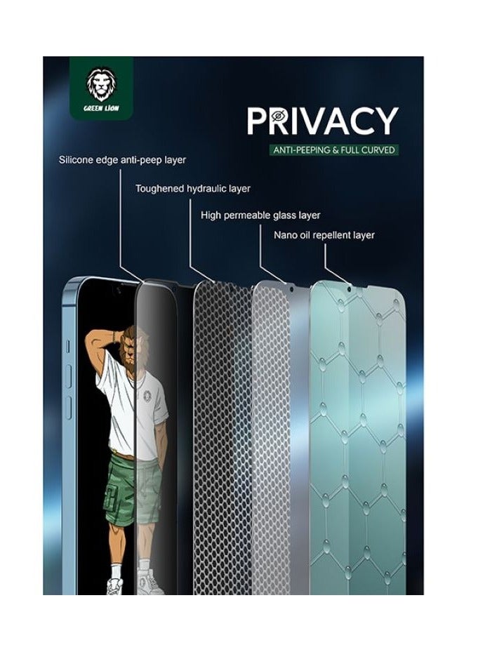 GREEN LION 3D Silicone Privacy Glass Screen Protector for iPhone 13 / 13 Pro 6.1" Bubble Free Blocked Side Viewing Highly Responsive Anti Fingerprint  Anti Scratch- Black - Image 4