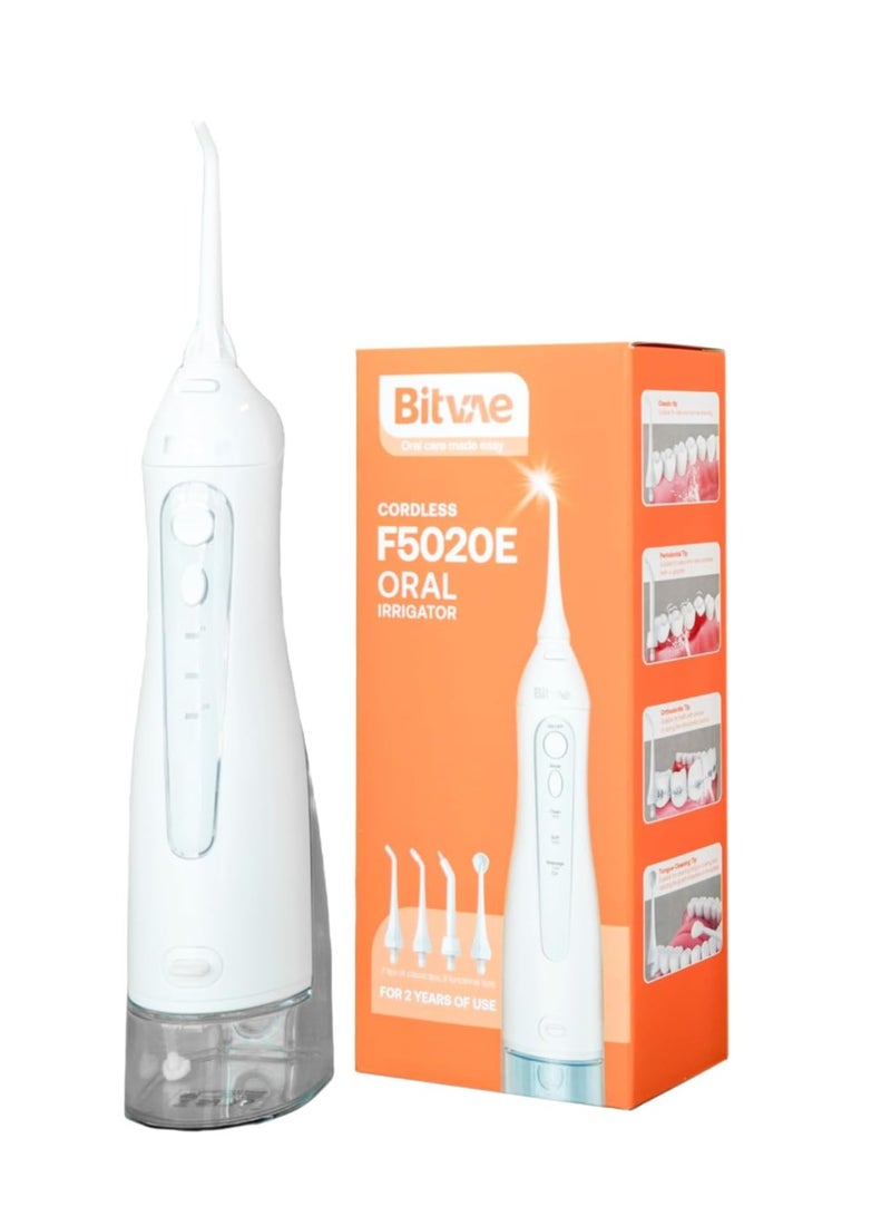 Bitvae Rechargeable Water Flosser for Teeth Cleaning, White – Cordless Oral Irrigator with 5 Flossing Modes (Soft, Normal, Pulse, Point, DIY), 6 Replaceable Jet Tips, 300ml Large Water Tank, Powerful Plaque Remover for Braces, Implants, Gum Health, Travel-Friendly USB Portable Dental Flosser for Deep Cleaning & Fresh Breath - Image 2