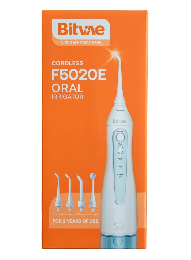 Bitvae Rechargeable Water Flosser for Teeth Cleaning, White – Cordless Oral Irrigator with 5 Flossing Modes (Soft, Normal, Pulse, Point, DIY), 6 Replaceable Jet Tips, 300ml Large Water Tank, Powerful Plaque Remover for Braces, Implants, Gum Health, Travel-Friendly USB Portable Dental Flosser for Deep Cleaning & Fresh Breath - Image 3