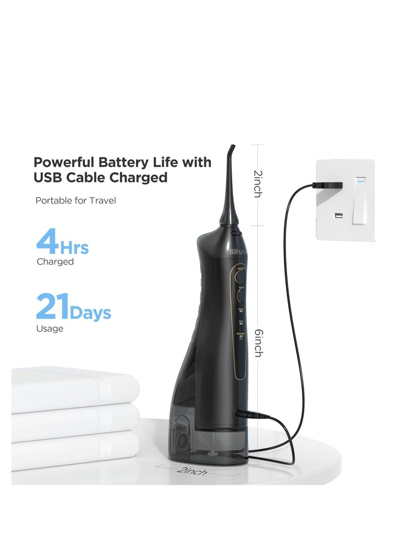 Bitvae Rechargeable Water Flosser for Teeth Cleaning, White – Cordless Oral Irrigator with 5 Flossing Modes (Soft, Normal, Pulse, Point, DIY), 6 Replaceable Jet Tips, 300ml Large Water Tank, Powerful Plaque Remover for Braces, Implants, Gum Health, Travel-Friendly USB Portable Dental Flosser for Deep Cleaning & Fresh Breath - Image 4