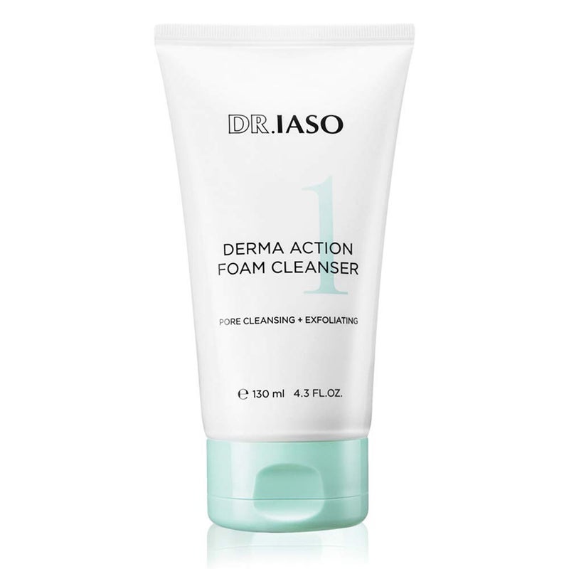 IASO Derma Action Foam Cleanser  Clear Cleansing Foam TimeSaving TwoInOne Formula Cleanser Whipped Foam and ProteinDigesting Enzyme Powder Korean Skin Care 43 oz