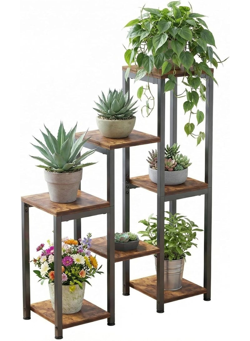 VonDream ستاند نباتات داخلي معدني 6 طبقات، رف زوايا متعدد المستويات لحمل عدة نباتات، حامل نباتات طويل موفر للمساحة، رف عرض للزهور والنباتات بتصميم عصري ومتين لتزيين غرفة المعيشة والبلكونة – أسود - Image 1