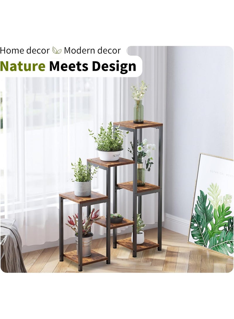 VonDream ستاند نباتات داخلي معدني 6 طبقات، رف زوايا متعدد المستويات لحمل عدة نباتات، حامل نباتات طويل موفر للمساحة، رف عرض للزهور والنباتات بتصميم عصري ومتين لتزيين غرفة المعيشة والبلكونة – أسود - Image 4