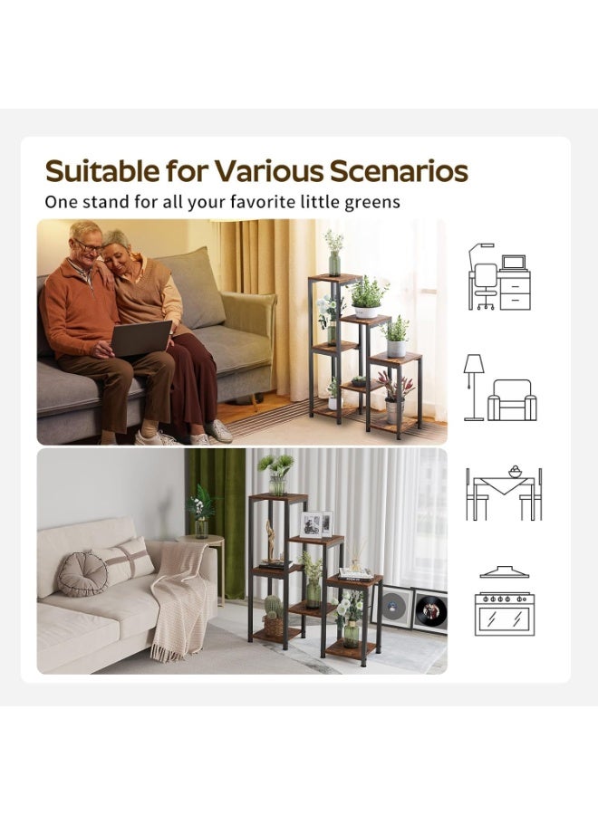 VonDream ستاند نباتات داخلي معدني 6 طبقات، رف زوايا متعدد المستويات لحمل عدة نباتات، حامل نباتات طويل موفر للمساحة، رف عرض للزهور والنباتات بتصميم عصري ومتين لتزيين غرفة المعيشة والبلكونة – أسود - Image 2