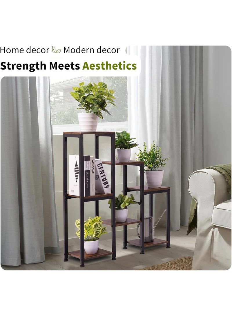 VonDream ستاند نباتات داخلي معدني 6 طبقات، رف زوايا متعدد المستويات لحمل عدة نباتات، حامل نباتات طويل موفر للمساحة، رف عرض للزهور والنباتات بتصميم عصري ومتين لتزيين غرفة المعيشة والبلكونة – أسود - Image 3