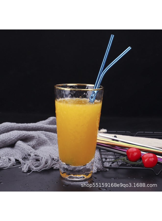 304 Stainless Steel Straw Suit Titanium Plated Beverage Straw Gift Factory Wholesale Logo Straight Curved Straw-Color:Color-Specifications:215mm * 6 Straight Pipe - Image 4