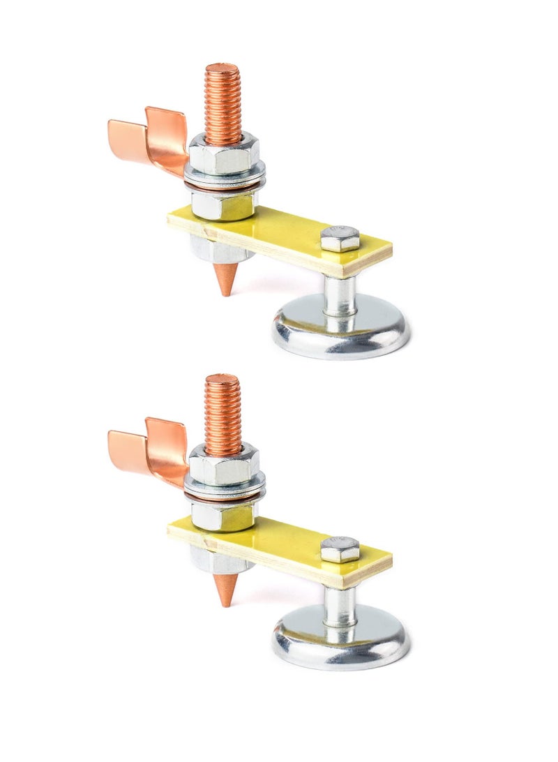 SYOSI Welding Magnetic Ground Clamp, Welding Magnet Head, Copper Tail Welding Support Tool Upgrade Magnetic Welding Support Ground Clamp Tools, Welding Magnet Head Strong Magnetism Large Suction (2 Pack) - Image 1